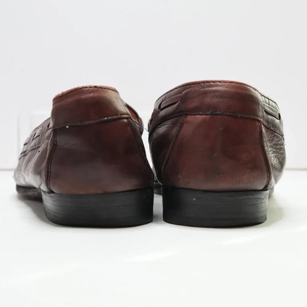 Salvatore Ferragamo Brown Leather‎ Tassel Kiltie Loafers 2059 B 10.5 Mens Shoes
